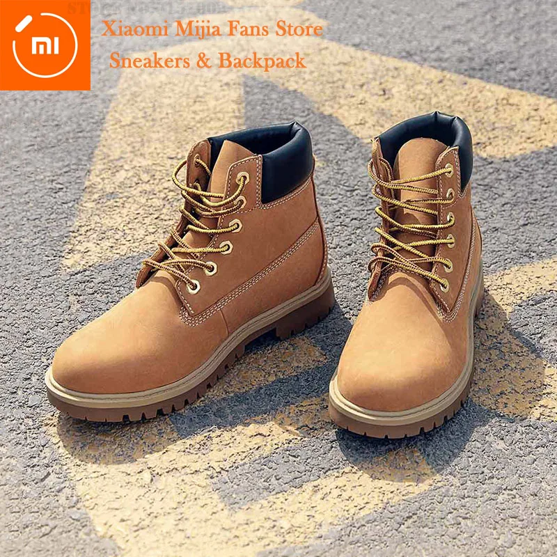 Men 40 size Классические рабочие ботинки Xiaomi; мужские и женские ботинки martin; теплая зимняя износостойкая нескользящая обувь на шнуровке; коричневые ботильоны; рабочие ботинки - Цвет: Men 40 size