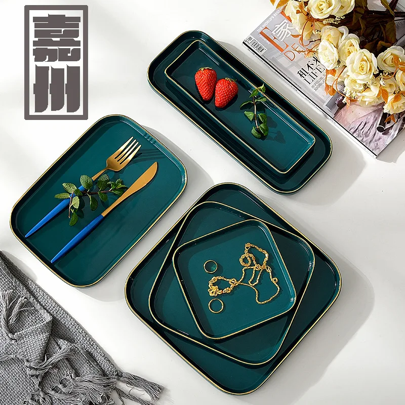 FANTERCY Tableware Dinner Plate European New Dark Green Ceramic Home Dining Western Restaurant Phnom Penh Dishes and Plates Sets FANTERCY Tableware Dinner Plate European New Dark Green Ceramic Home Dining Western Restaurant Phnom Penh Dishes and Plates Sets
