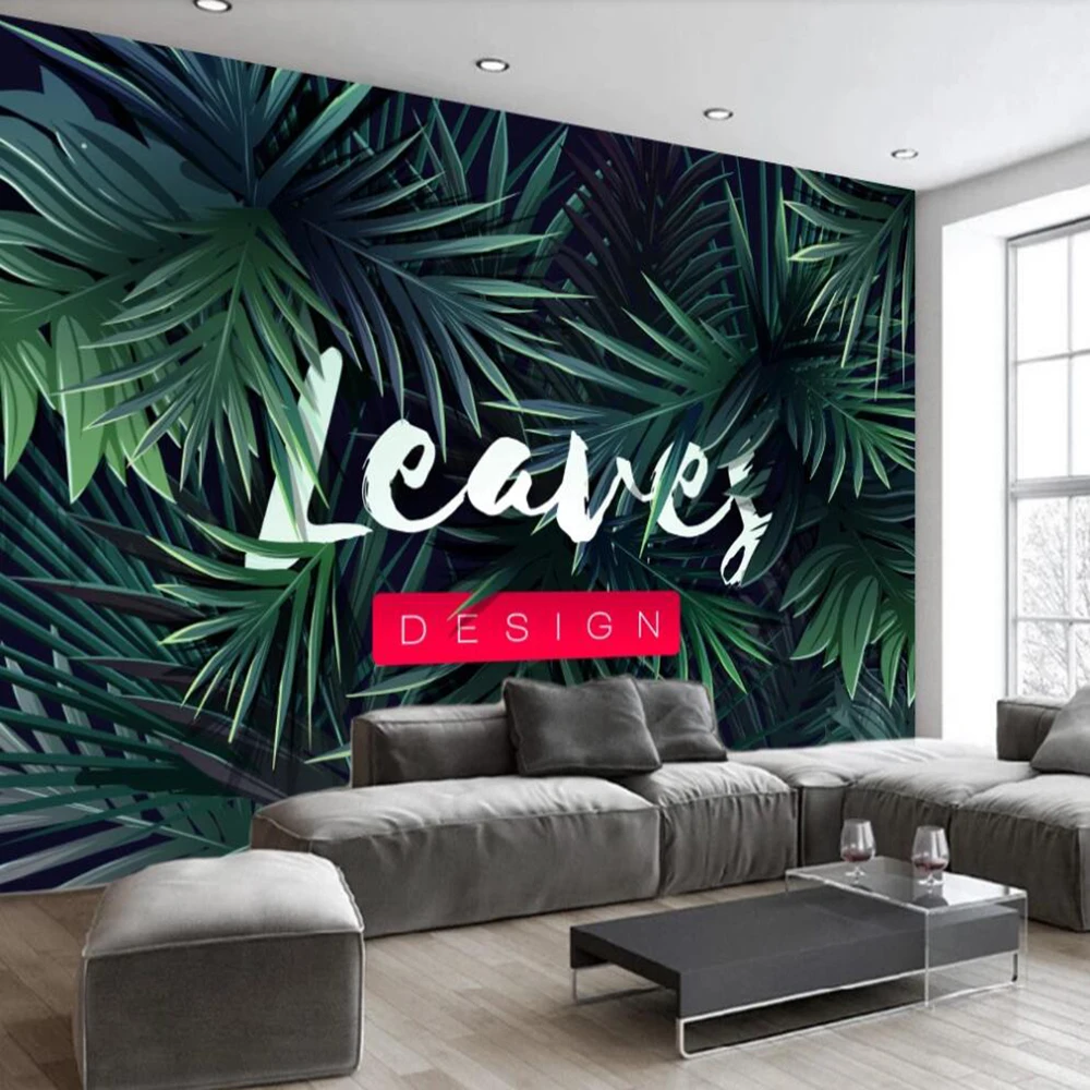 

Drop Shipping Custom Large Wallpaper Mural Nordic Abstract Plant Rainforest Leaf Background Wall Paper Decorative Painting