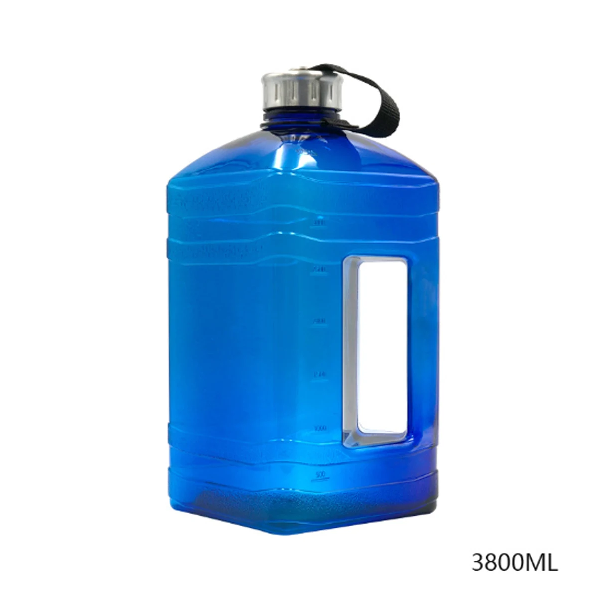 Синий 3.8L бутылка для воды с измерением BPA бесплатно пластик большой объем для воды кувшин обучение Кемпинг бег тренировки бутылка для воды - Цвет: Синий