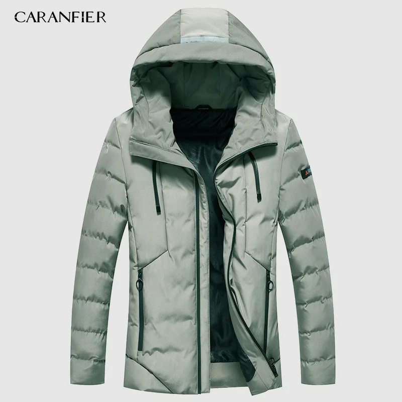 811 Green Мужская парка CARANFIER, Прямая поставка, модная мужская зимняя куртка, пальто с капюшоном, теплое мужское зимнее пальто, повседневное облегающее Мужское пальто - Цвет: 811 Green