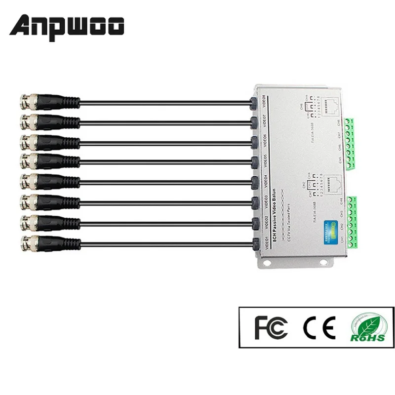 ANPWOO 8 CH HD 720P/1080P пассивный видео балун приемопередатчик RJ45 BNC UTP Cat5/5e/6 кабель