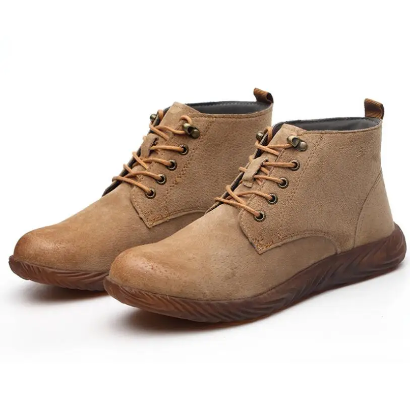 Skup Męskie buty do pracy 2019 moda stal zewnętrzna Toe skóra bydlęca stalowe buty z palcami mężczyźni antypoślizgowe odporne na przebicie obuwie ochronne Boot Man