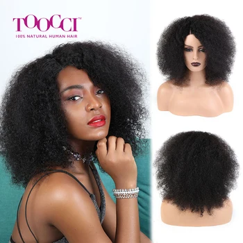 

TOOCCI HAIR Brazilian Mongolian Afro Kinky Curly Wig Natural Lace Front Human Hair Wigs For Black Women Pre Plucked 250 Density