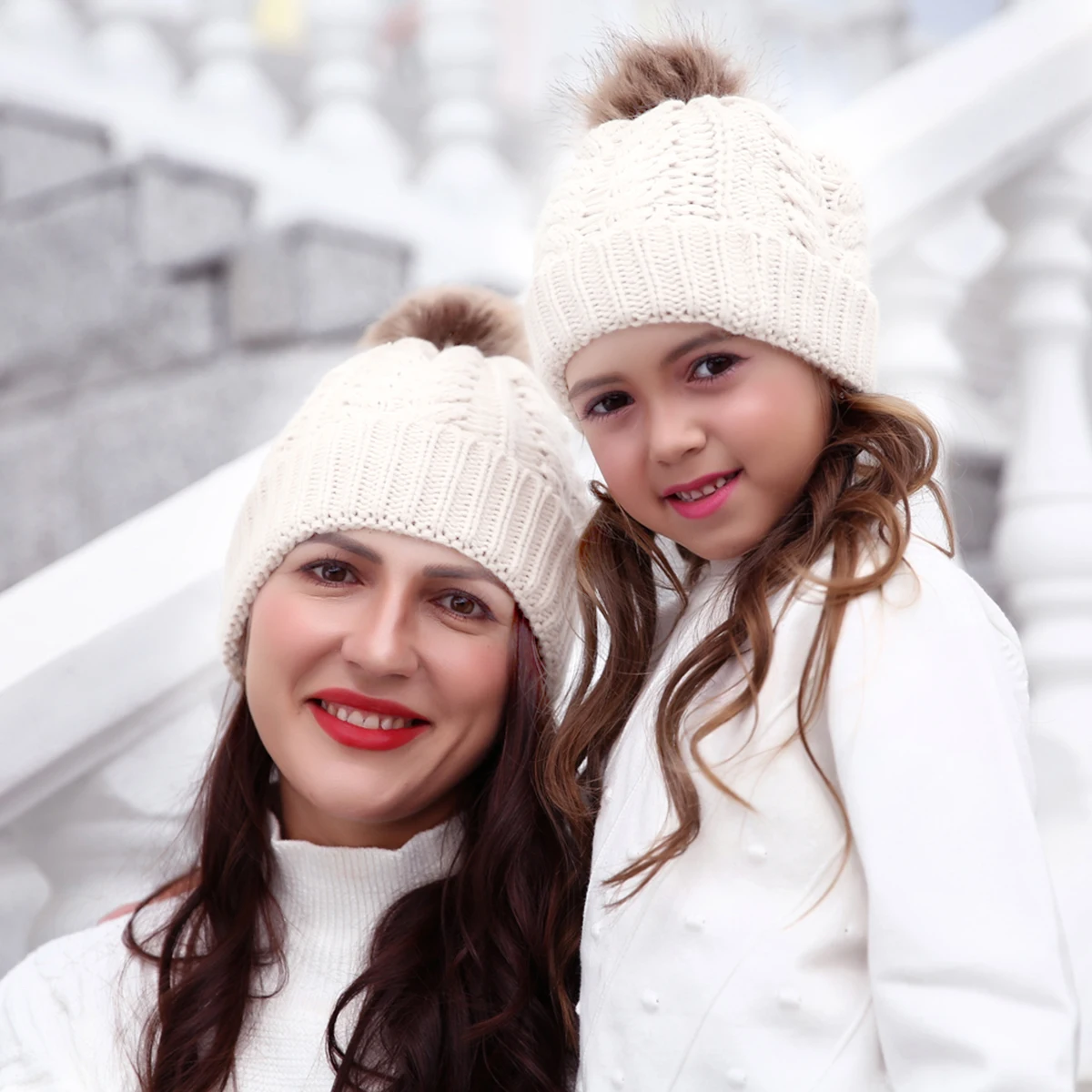 2 предмета, вязаная шапка для родителей и ребенка, для мамы и ребенка, для детей, для всей семьи, зимний теплый вязанный головной убор