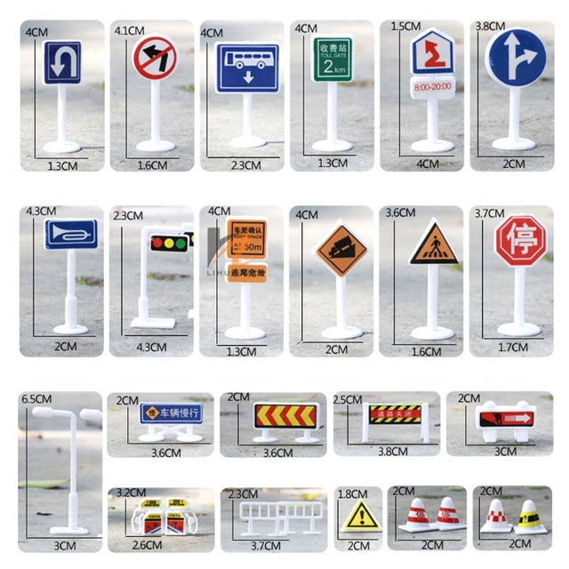 56 pcs/ set of children DIY model scene toy sign road sign traffic sign 4