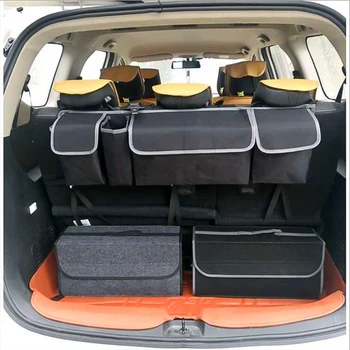 

Solid Car Organizer Storage Bag Felt Fabric Trunk Storage Case Car Accessories Interior Stowing Tidying Container Bag