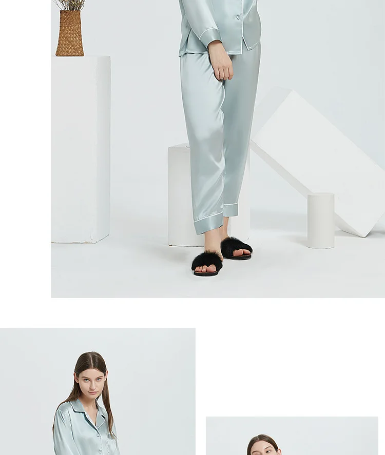 16 Momme Mulberry Silk Pyjama 100% Silk Luxury Long Sleeve Trouser Female Real Silk Homewear Summer Sleepwear Women Pijama 16 Momme Mulberry Silk Pyjama 100% Silk Luxury Long Sleeve Trouser Female Real Silk Homewear Summer Sleepwear Women Pijama