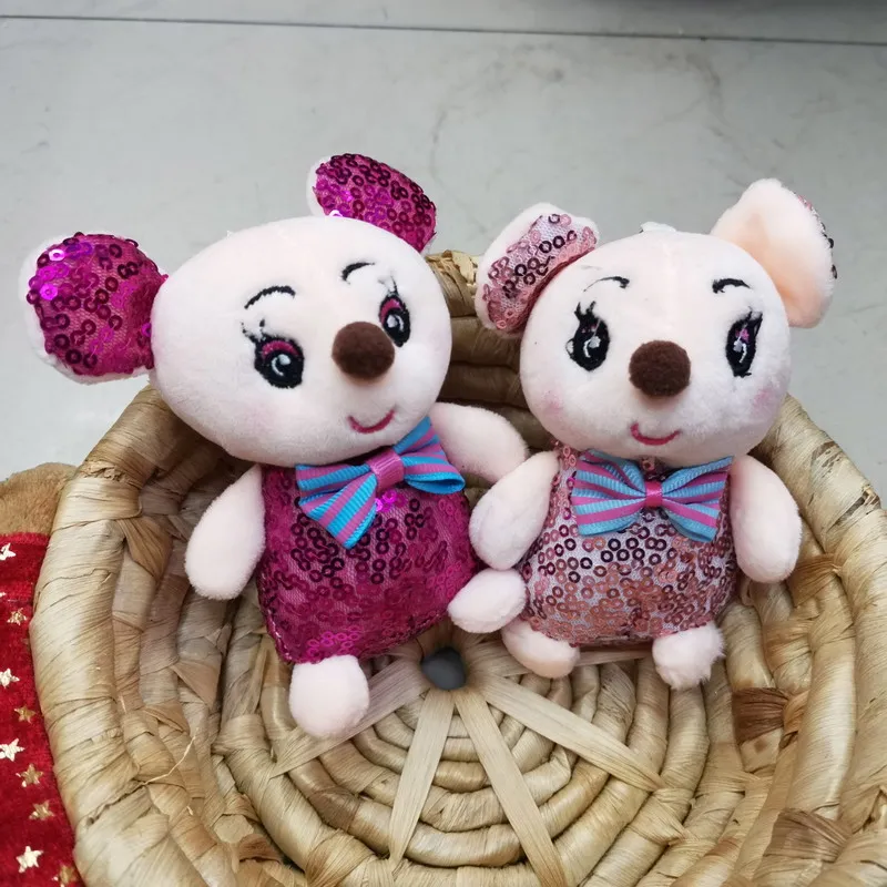 10 см Kawaii Милая блесток плюшевая игрушечная мышь мягкие животные Мини Крыса сумка кулон плюшевый брелок в виде кукол для детей Дети Gif
