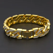 Хип-хоп шикарный золотой серебряный браслет с геометрической формой, кубинская цепочка, мужской браслет в стиле хип-хоп, очаровательный браслет, ювелирные изделия