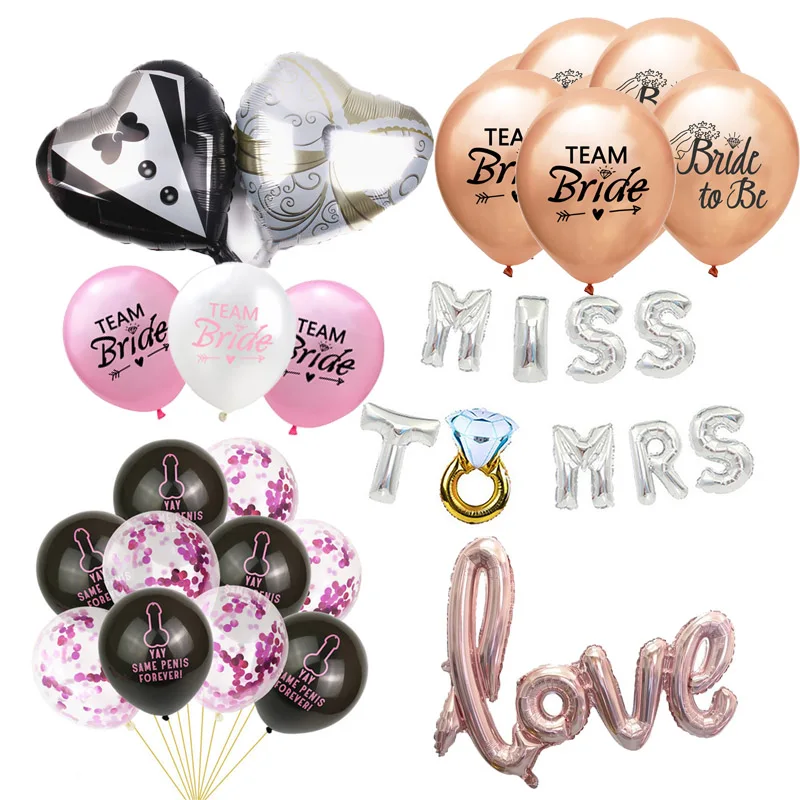 Rose Gold Hen Party Balloons Team Bride Balloons Bachelorette Party Decorations 