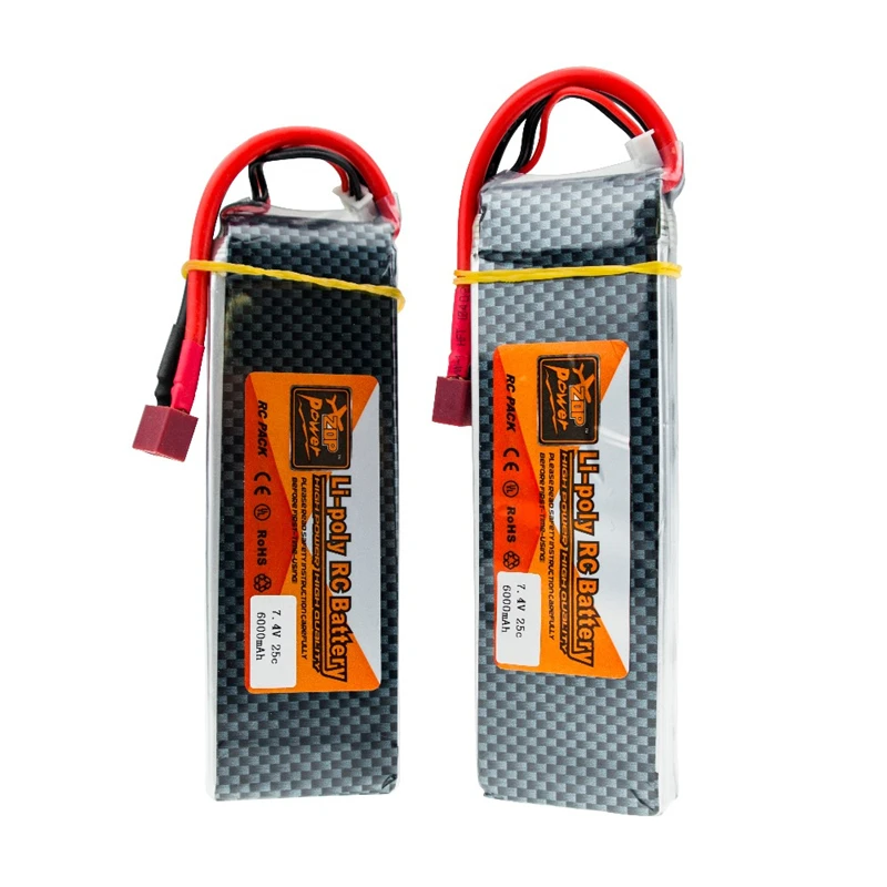 

2PCS 7.4V 6000mAh 25C 2S RC LiPo battery pack For RC Airplane Quadrotor Car Boat Drone RC boat Li-ion battery Free Shipping