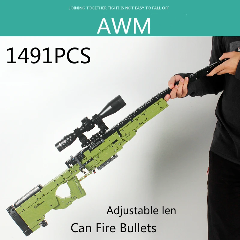 Новинка модель снайперской винтовки AWM 1491 шт. строительные блоки технические