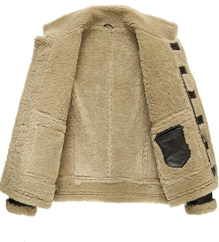 Мужская куртка из натуральной кожи, зимняя куртка, натуральный мех, настоящая овчина, пальто для мужчин, мех ягненка, куртка-бомбер размера плюс 185-1 MY1884