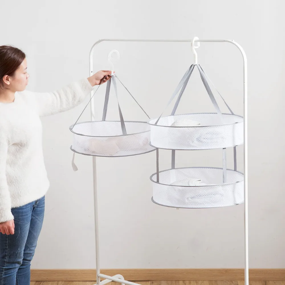 

Large Size Portable Drying Nets Pillow Toys Drying Rack Hanging Drying Mesh Net Rack Underwear Hanger Clothes Rack Double Layer