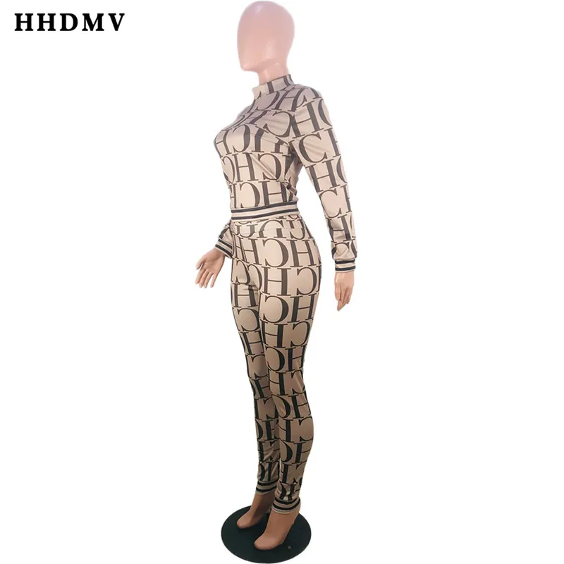 HHDMV KSN5058 новые модные уличные комплекты с длинными рукавами и круглым вырезом, короткий топ, эластичные длинные штаны с буквами, комплекты из 2 предметов