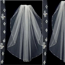 Свадебные вуали с кристаллами и бисером; фатиновая Однослойная Фата для невесты; короткая фата для невесты; свадебные аксессуары; вечерние вуали для невесты с гребнем