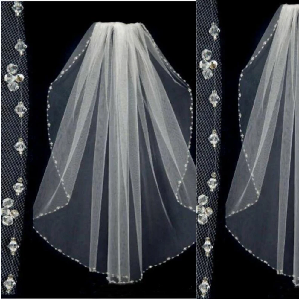 Свадебное украшение из хрустальных бусин вуаль тюль один слой свадебная вуаль короткая свадебная вуаль аксессуары для свадьбы свадебный