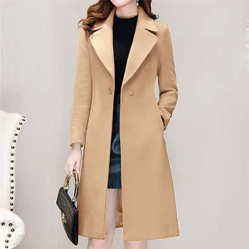 

2019 Fashion Women Thin Trench Coat Turn-down Collar Long Trench Coat Slim Plus Size Wind coat Casaco Feminino Abrigos Mujer O17