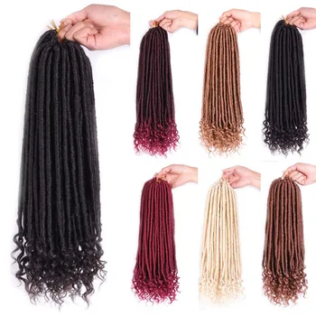 

LISI GIRL 18 Inch Crochet Hair Box Braids Curly Ends Ombre Synthetic Hair for Braid 22 Strands Braiding Hair Extension