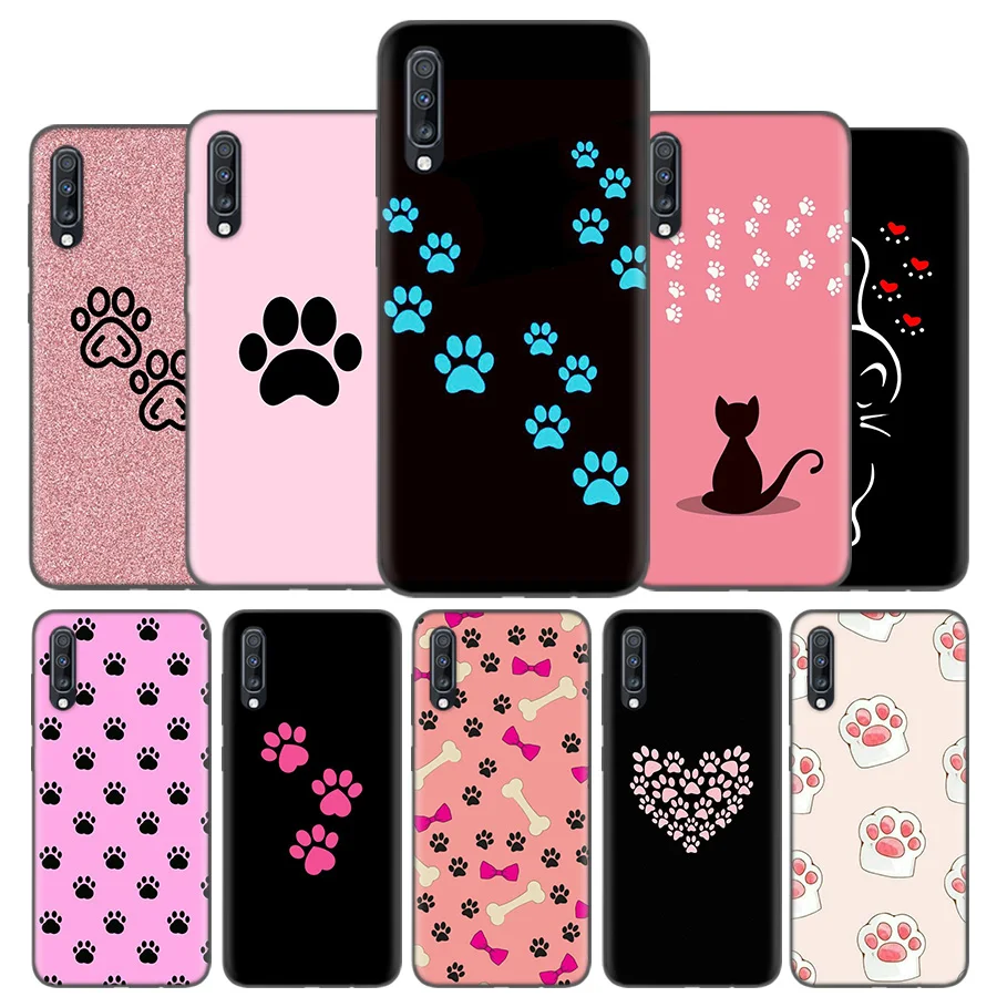 

Silicone Case Cover For Samsung Galaxy A50 A80 A70 A60 A40 A30 A20 A20e A10 A9 A8 A7 A6 Plus 2018 Note 10 9 8 Cat Dog Paw Design