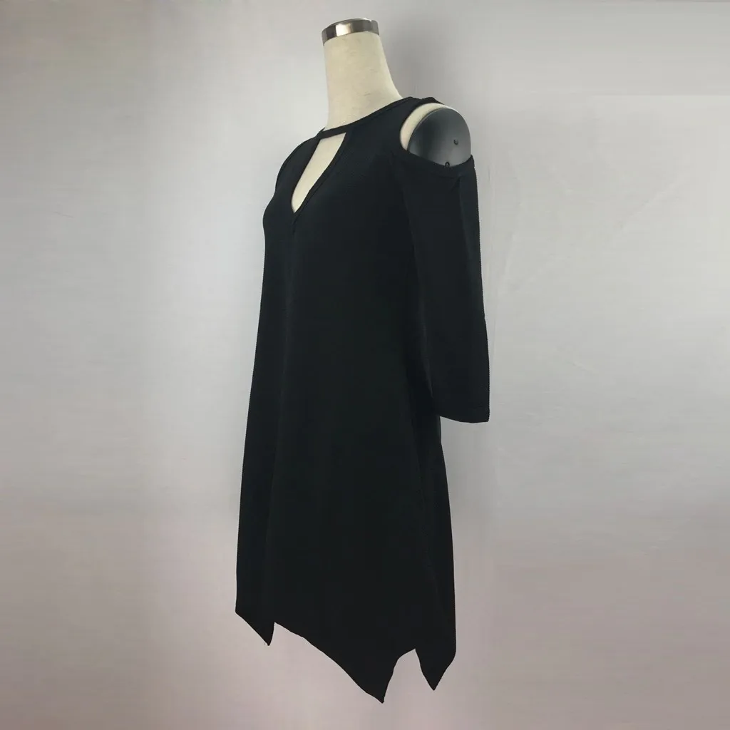 Модное женское повседневное сексуальное платье, свободное с v-образным вырезом, с открытыми плечами, с длинным рукавом, летние Вечерние платья# g40