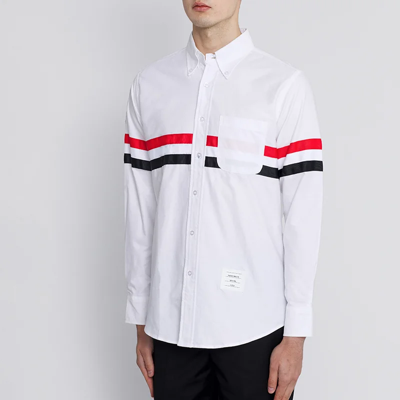 50 Off Tb メンズ長袖シャツ ファッショナブルなブランドの服 カジュアル コットン ストライプ オックスフォード 無地 春秋 21 絶賛レビュー続出 Www Kenzor It