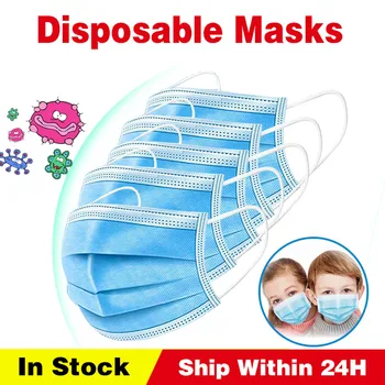 

Children Face Masks 3 Layer Elastic Mouth Mask Dustproof Kids Disposable Respirator Mask Soft Breathable Nonwoven Boys Girls