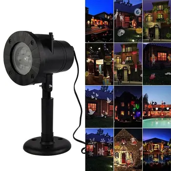 

12Cards RGB Flood Lighting Outdoor Waterproof Led Christmas Lights Projection Lawn Lamp Water Wave Projector Halloween Decor