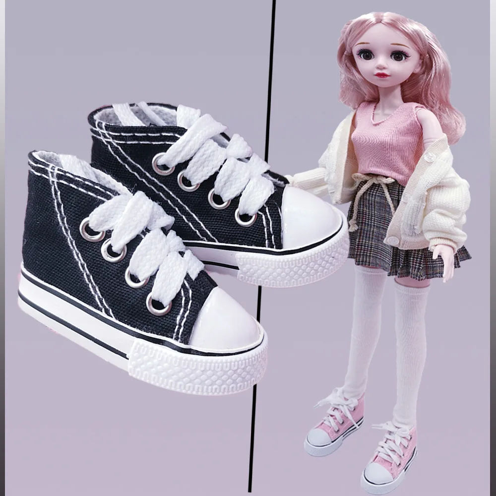 1/3 Doll Shoes 7.5cm Canvas Sneaker Shoes Hand Made Doll Accessories Doll Boots Sneakers Girls Clothes for Bjd 1/4 Doll