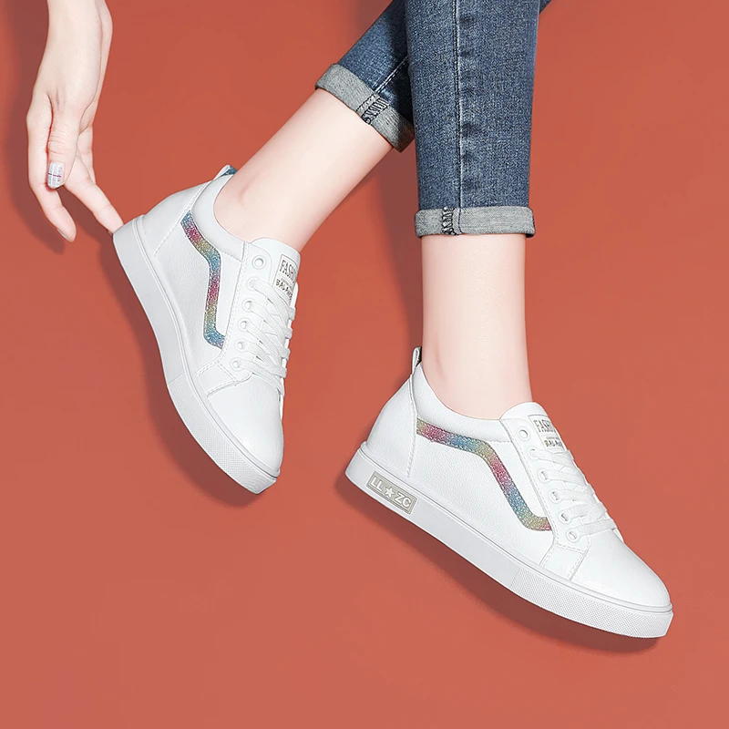 Women's Vulcanize Sneakers Shoes New Autumn Spring White Leather Shoes Female Summer Girl Shoes Woman Casual Shoes EA0012