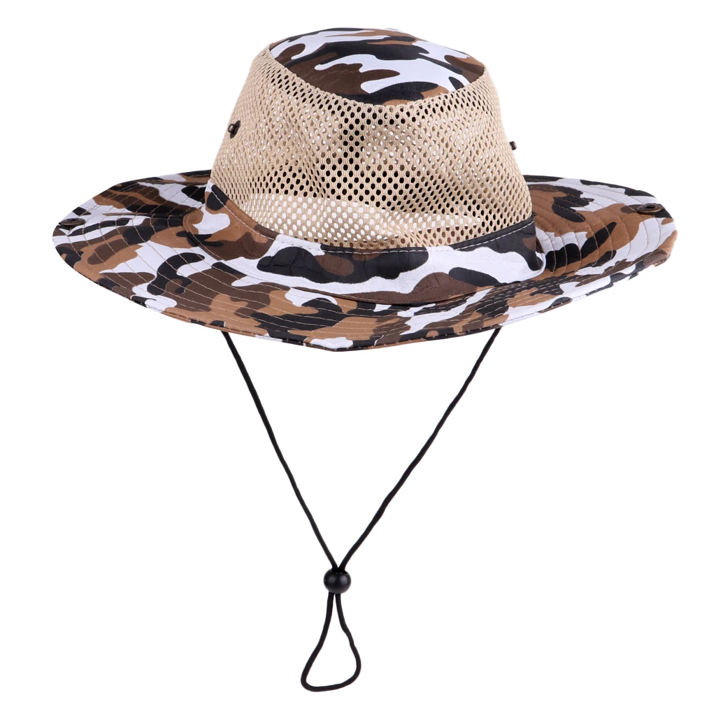 Summer Boonie Mesh Bucket Safari String Hap Cap Men Women Fishing Beach Outdoor Camping Hiking Hat