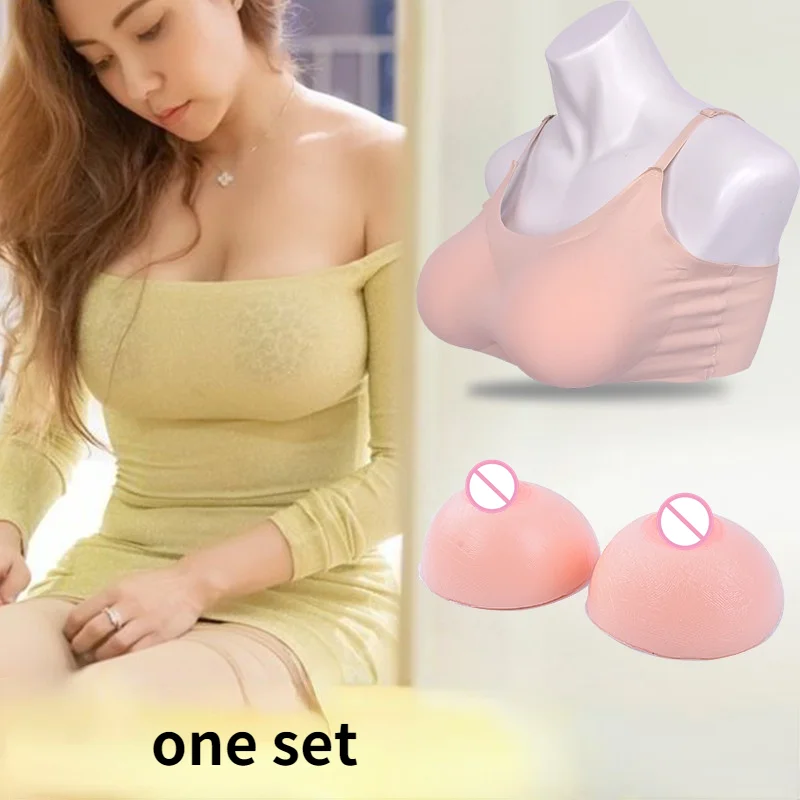 

One Set Breast and Bra&Fake Silicone Breast Enlargement Cosplay Crossdressers Fake Boobs Fake Slicome Breast with Bra Cosplay