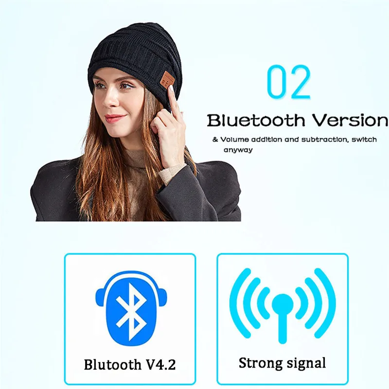 Bluetooth шапка бини, музыкальная вязаная шапка с громкой связью, стерео наушники Fone De Ouvido 40OCT22