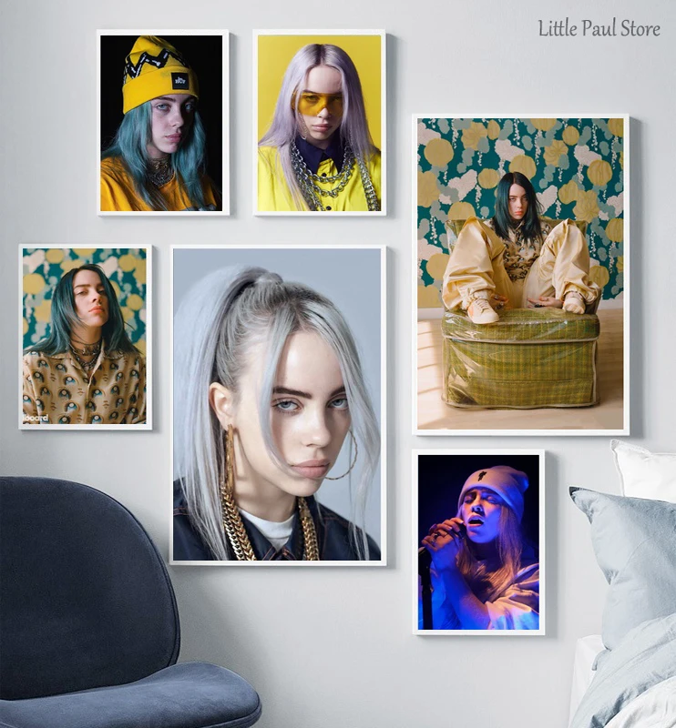 

Billie eilish Music star Canvas Poster Music poster Wall Pictures for Living Room No Frame
