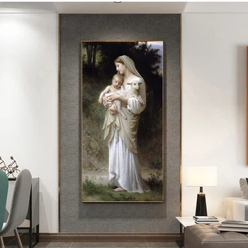 

Abstract Jesus And Virgin Mary Baby Portrait Canvas Painting Posters and Prints Scandinavian Wall Art Picture for Living Room