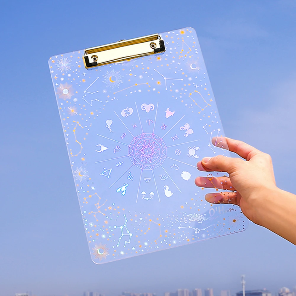 Креативный акриловый звездное небо прозрачный перо доска для письма зажим А4 бумажный держатель для документов офисные принадлежности студенческие канцелярские принадлежности - Цвет: Clear Constellation