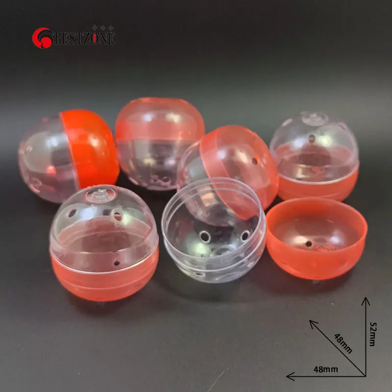 50PCS 1.89*2Inch 48*52mm Surprise Balls Half Transparent Clear Color Plastic Vending Empty Toy Capsules Kids Children Gift