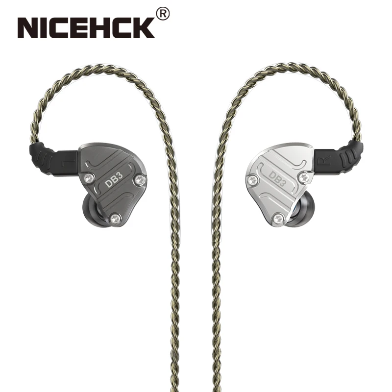 NiceHCK DB3 인이어 이어폰, 1BA + 2DD 하이브리드 3 드라이버, DJ 모니터 러닝 스포츠 이어폰, 하이파이 헤드셋, 금속 이어버드 IEM