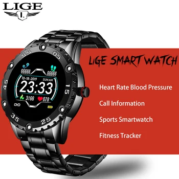 

LIGE Men Smart Watch Heart Rate Monitoring Smartwatch Waterproof Fitness Tracker Pedometer Sport Smart Watch Men for Android ios