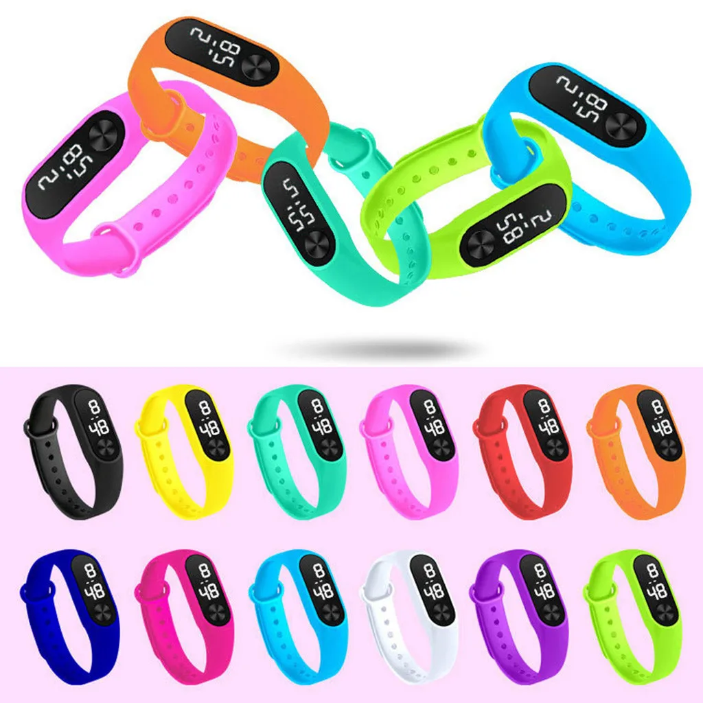 Модные цифровые светодиодные спортивные часы унисекс с силиконовым ремешком