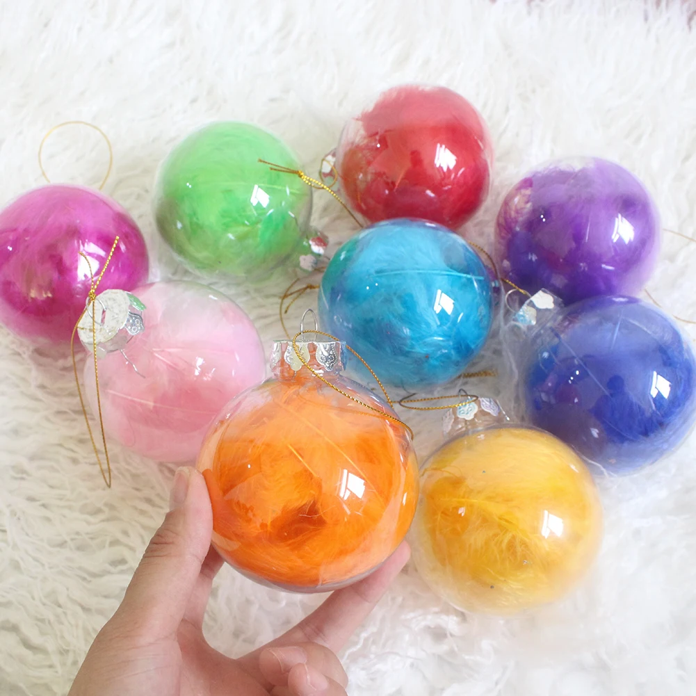 

Plastic Clear Christmas Balls Hanging Ball Bauble Candy Ornament Xmas Tree Outdoor Decor Decorations Merry Christmas Gifts 8cm