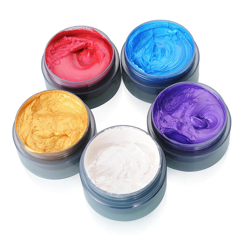 5 цветов, Временный крем-краска для волос, фиолетовый, серый, одноразовый воск для волос, DIY, краска для волос, инструмент для моделирования