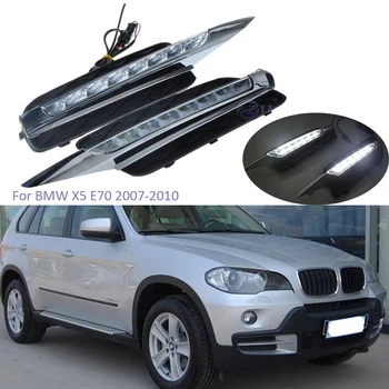 

YTCLIN 2Pcs DRL Daytime Running Lights for BMW X5 E70 2007 2008 2009 2010 Daylight LED Fog Head Lamp Light Cover Car Assembly