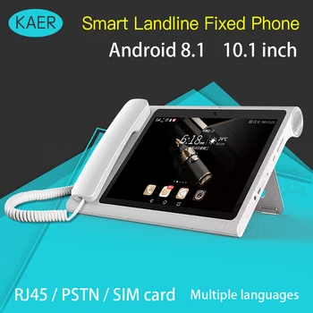 شراءهاتف محمول ذكي VOLTE 4G PSTN لاسلكي ثابت بشاشة 10.1 بوصة هاتف أرضي Android8.1 فيديوفون Glob عالمي المسنين مزود بخاصية WIFI وفيديو