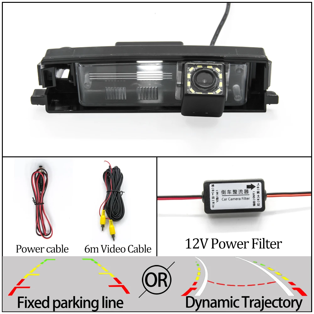 Фиксированная или динамическая траектория Автомобильная камера заднего вида для Toyota iQ/Scion iQ/Aston Martin Cygnet 2008~ RAV4 XA30/XA20 автомобильный монитор - Название цвета: 12LED Cam N Filter