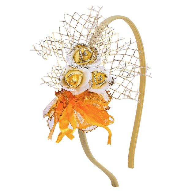 Candygirl Butterfly Bow Headbands Hoop Hairpin Floral Fabric Kids Women Hairbands Printing Headdress Hair Accessories Headwear yellow flower