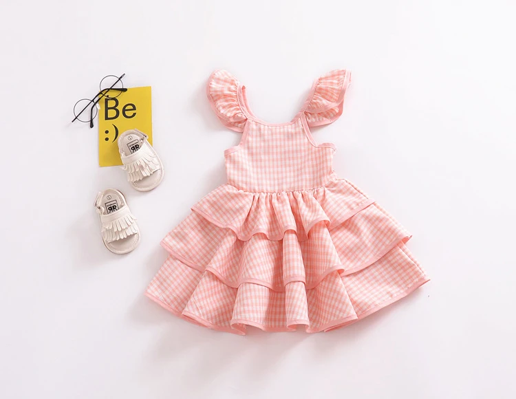EACHIN Girls Dresses Baby Kids Girl Fashion Pink Plain Print Short Sleeve Off Shoulder Ball Gown Dress Cake Dress Party Dress