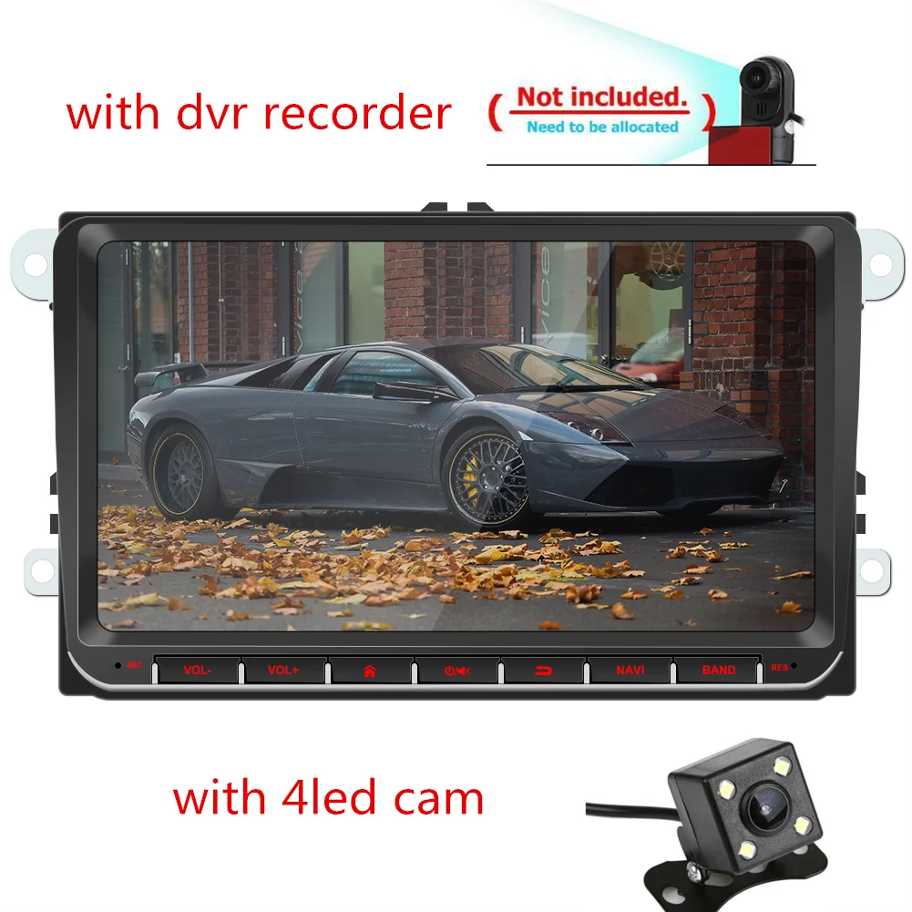 Авторадио 2DIN стерео радио 9 дюймов Android gps навигация Сенсорный экран высокой четкости Bluetooth USB плеер для VW - Цвет: 4led cam-recorder