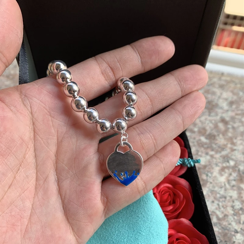 SHINETUNG,, Серебро S925 пробы, в форме сердца, подвеска, бусина(8 мм), трендовый браслет, Женский логотип, роскошные ювелирные изделия высокого класса